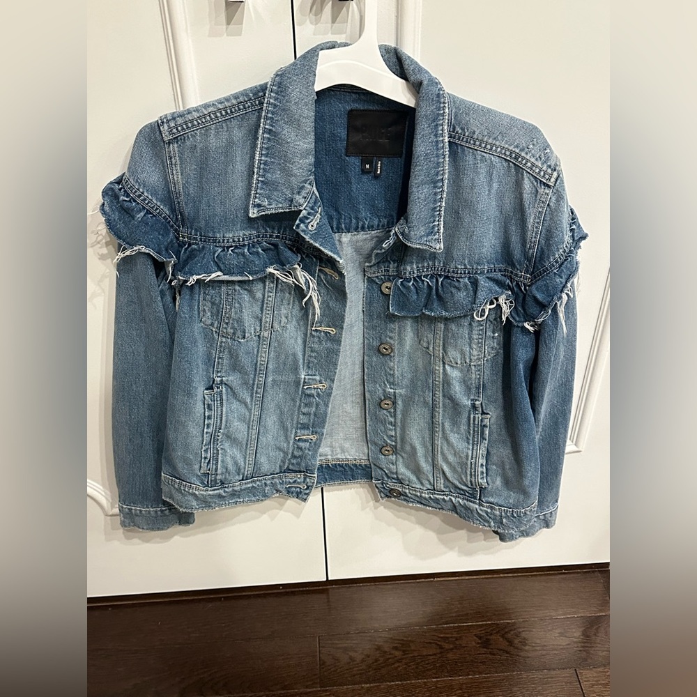 Paige Denim Ruffle Jacket size medium